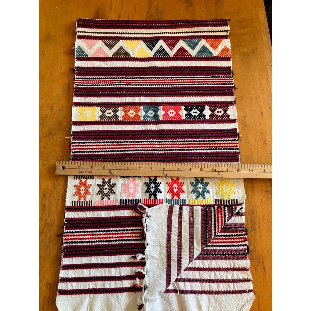 Woven Table Runner With 2 Placemats Set Aztec Tribal Geometric Boho Fringe